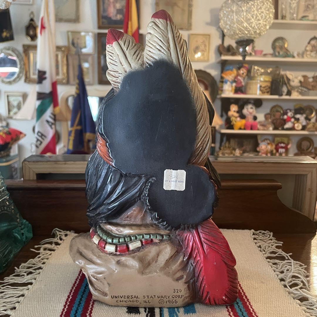 貴重！60's 1966年ネイティブアメリカン置物USAアンティークオブジェ